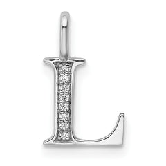 14K White Gold Diamond Letter L Initial Pendant - 4