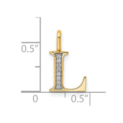 14k Diamond Letter L Initial Pendant