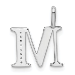 14K White Gold Diamond Letter M Initial Pendant - 2