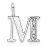 14K White Gold Diamond Letter M Initial Pendant - 2