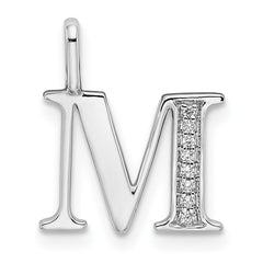 14K White Gold Diamond Letter M Initial Pendant - 2
