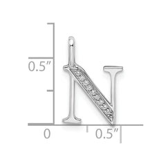 14K White Gold Diamond Letter N Initial Pendant - 5