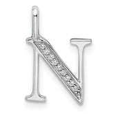 14K White Gold Diamond Letter N Initial Pendant - 5