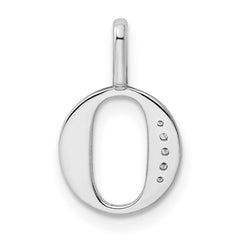 14K White Gold Diamond Letter O Initial Pendant - 3