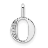 14K White Gold Diamond Letter O Initial Pendant - 3