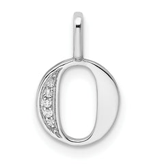 14K White Gold Diamond Letter O Initial Pendant - 3