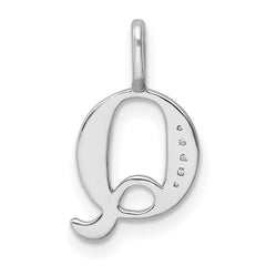 14K White Gold Diamond Letter Q Initial Pendant - 3