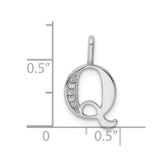 14K White Gold Diamond Letter Q Initial Pendant - 3