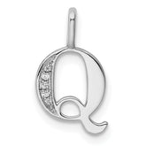 14K White Gold Diamond Letter Q Initial Pendant - 3