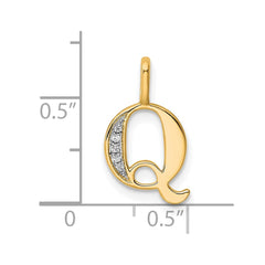 14k Diamond Letter Q Initial Pendant