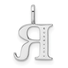 14K White Gold Diamond Letter R Initial Pendant - 2