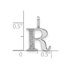 14K White Gold Diamond Letter R Initial Pendant - 2