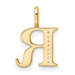 14k Diamond Letter R Initial Pendant