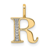 14k Diamond Letter R Initial Pendant