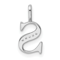 14K White Gold Diamond Letter S Initial Pendant - 2