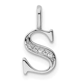 14K White Gold Diamond Letter S Initial Pendant - 2