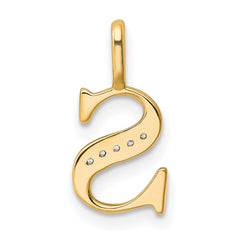 14k Diamond Letter S Initial Pendant