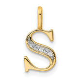 14k Diamond Letter S Initial Pendant
