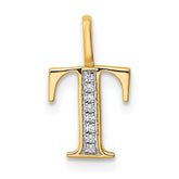 14k Diamond Letter T Initial Pendant