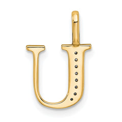 14k Diamond Letter U Initial Pendant