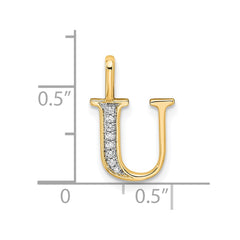 14k Diamond Letter U Initial Pendant