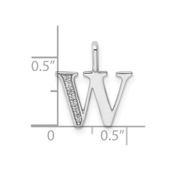 14K White Gold Diamond Letter W Initial Pendant - 2