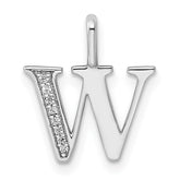 14K White Gold Diamond Letter W Initial Pendant - 2