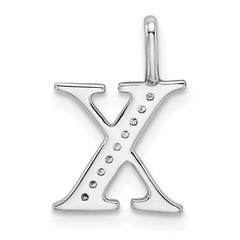 14k White Gold Diamond Letter X Initial Pendant