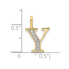 14k Diamond Letter Y Initial Pendant