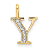 14k Diamond Letter Y Initial Pendant