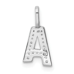 14K White Gold Diamond Letter A Initial Pendant - 3