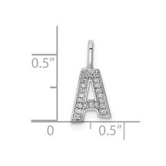 14K White Gold Diamond Letter A Initial Pendant - 3