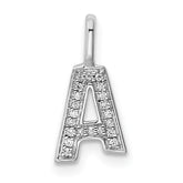 14K White Gold Diamond Letter A Initial Pendant - 3