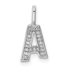 14K White Gold Diamond Letter A Initial Pendant - 3