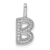 14K White Gold Diamond Letter B Initial Pendant - 4