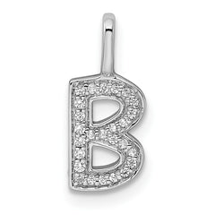 14K White Gold Diamond Letter B Initial Pendant - 4
