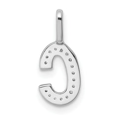 14K White Gold Diamond Letter C Initial Pendant - 3