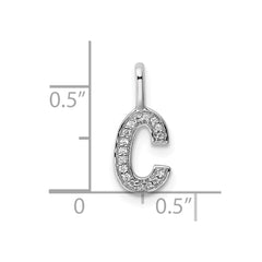 14K White Gold Diamond Letter C Initial Pendant - 3