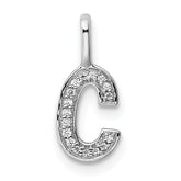 14K White Gold Diamond Letter C Initial Pendant - 3
