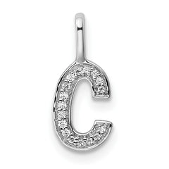 14K White Gold Diamond Letter C Initial Pendant - 3