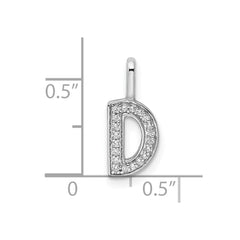 14K White Gold Diamond Letter D Initial Pendant - 3