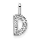 14K White Gold Diamond Letter D Initial Pendant - 3