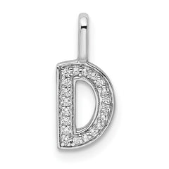 14K White Gold Diamond Letter D Initial Pendant - 3