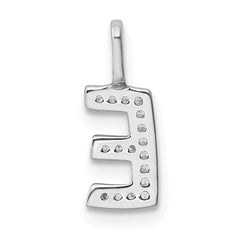 14K White Gold Diamond Letter E Initial Pendant - 3