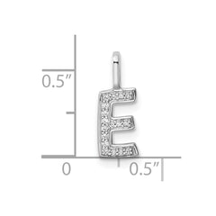 14K White Gold Diamond Letter E Initial Pendant - 3