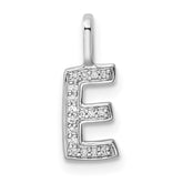 14K White Gold Diamond Letter E Initial Pendant - 3