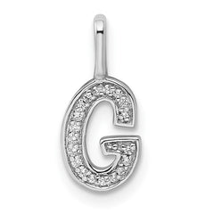 14K White Gold Diamond Letter G Initial Pendant - 2