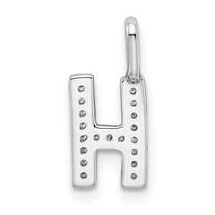 14K White Gold Diamond Letter H Initial Pendant - 2