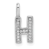 14K White Gold Diamond Letter H Initial Pendant - 2