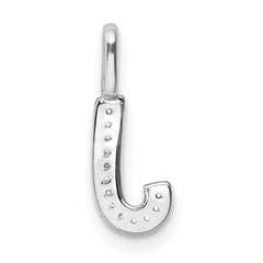 14K White Gold Diamond Letter J Initial Pendant - 2